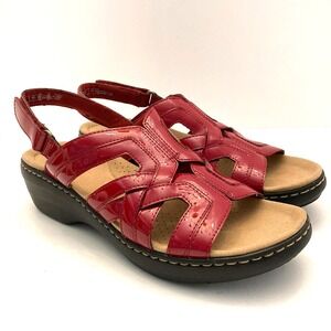 Clark's Collection Merliah Sandal Womens 11M  Red Patent Leather Casual Comfort